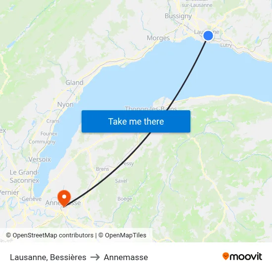 Lausanne, Bessières to Annemasse map