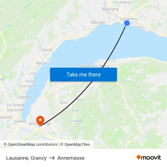 Lausanne, Grancy to Annemasse map