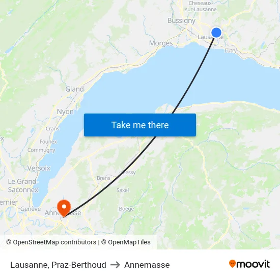 Lausanne, Praz-Berthoud to Annemasse map