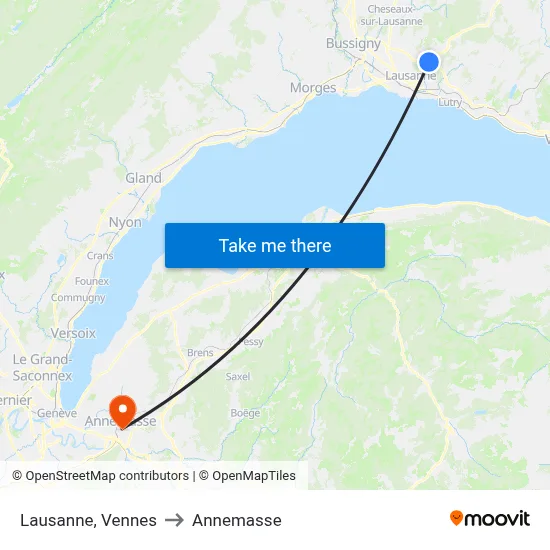 Lausanne, Vennes to Annemasse map
