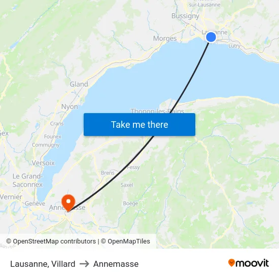 Lausanne, Villard to Annemasse map
