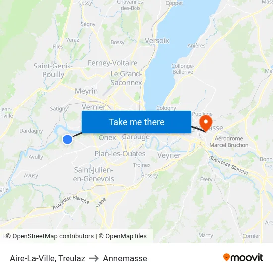 Aire-La-Ville, Treulaz to Annemasse map