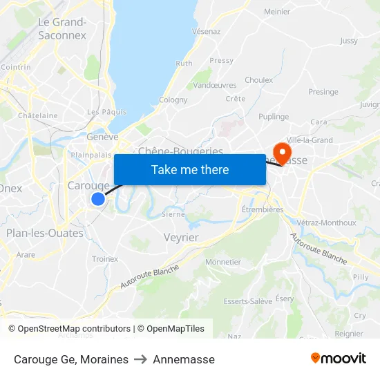 Carouge Ge, Moraines to Annemasse map