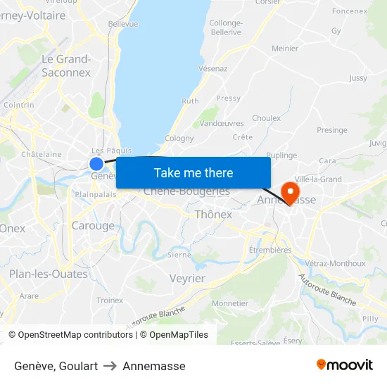 Genève, Goulart to Annemasse map