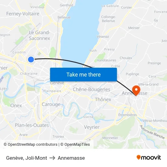 Genève, Joli-Mont to Annemasse map