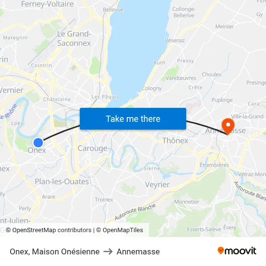 Onex, Maison Onésienne to Annemasse map