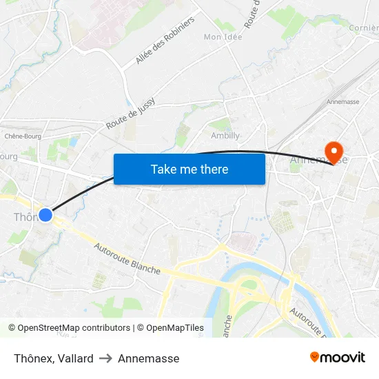 Thônex, Vallard to Annemasse map