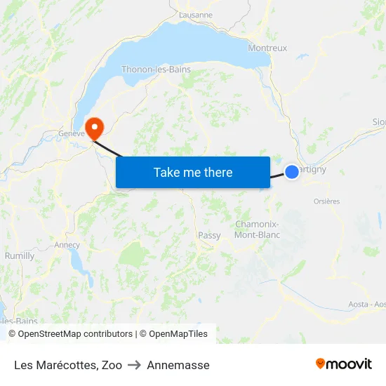 Les Marécottes, Zoo to Annemasse map