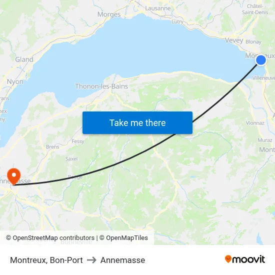 Montreux, Bon-Port to Annemasse map