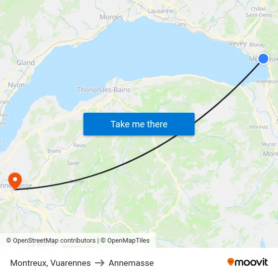Montreux, Vuarennes to Annemasse map