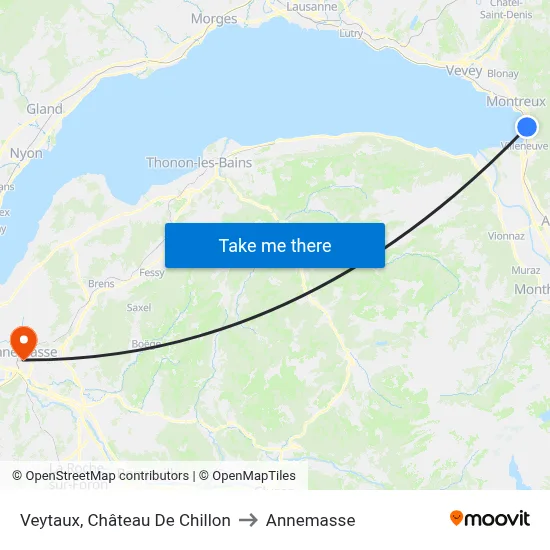 Veytaux, Château De Chillon to Annemasse map