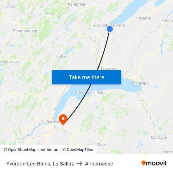 Yverdon-Les-Bains, La Sallaz to Annemasse map