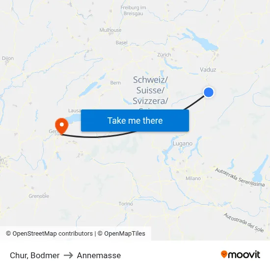 Chur, Bodmer to Annemasse map