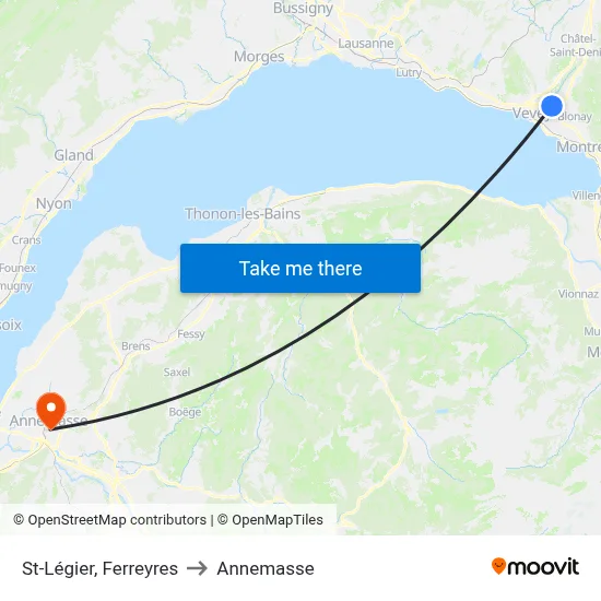 St-Légier, Ferreyres to Annemasse map