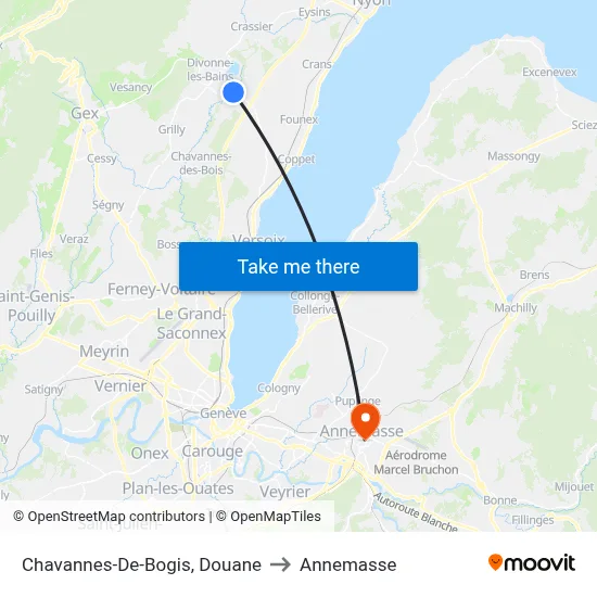 Chavannes-De-Bogis, Douane to Annemasse map