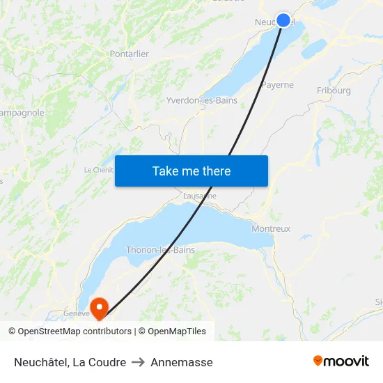 Neuchâtel, La Coudre to Annemasse map