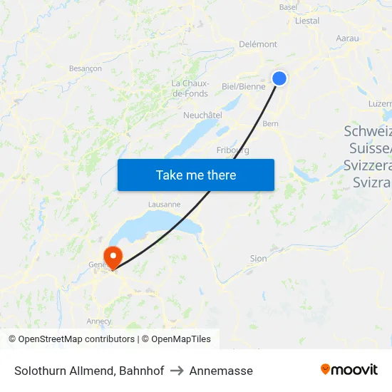 Solothurn Allmend, Bahnhof to Annemasse map
