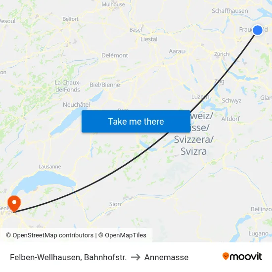 Felben-Wellhausen, Bahnhofstr. to Annemasse map