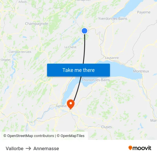 Vallorbe to Annemasse map