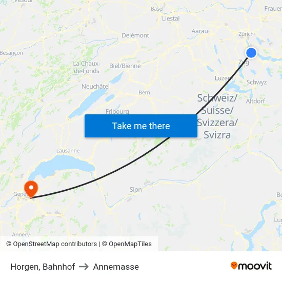 Horgen, Bahnhof to Annemasse map