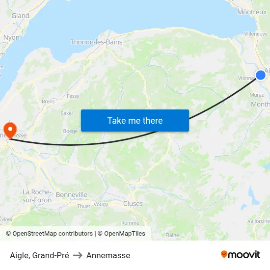 Aigle, Grand-Pré to Annemasse map