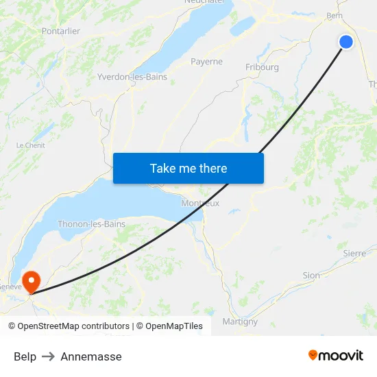 Belp to Annemasse map