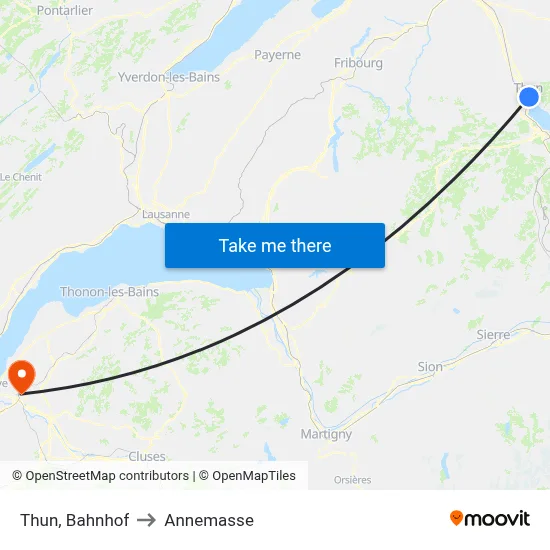 Thun, Bahnhof to Annemasse map