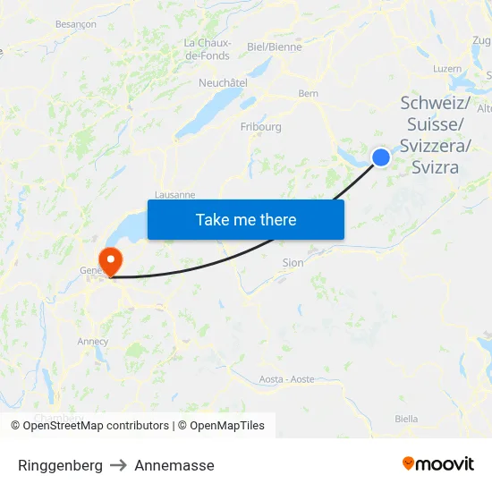 Ringgenberg to Annemasse map