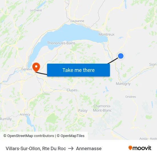 Villars-Sur-Ollon, Rte Du Roc to Annemasse map