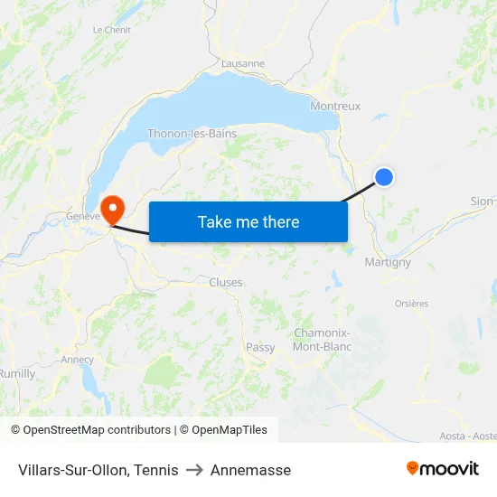 Villars-Sur-Ollon, Tennis to Annemasse map