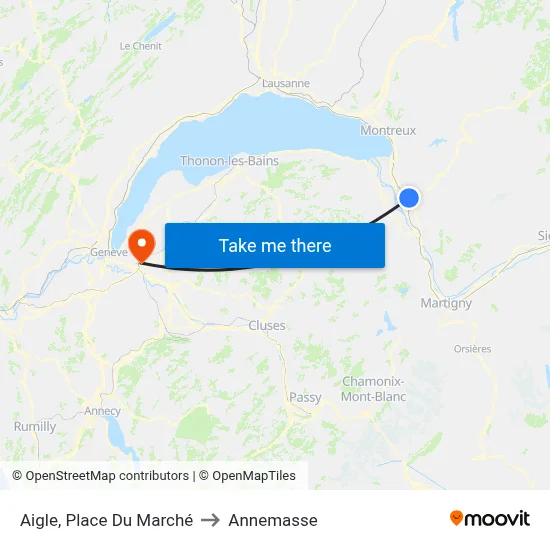 Aigle, Place Du Marché to Annemasse map