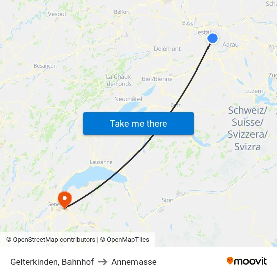 Gelterkinden, Bahnhof to Annemasse map