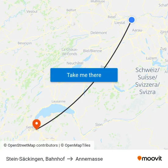 Stein-Säckingen, Bahnhof to Annemasse map