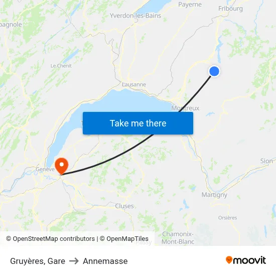 Gruyères, Gare to Annemasse map