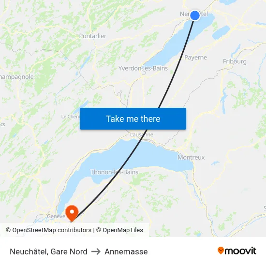 Neuchâtel, Gare Nord to Annemasse map