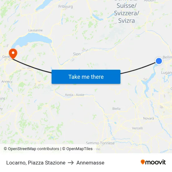 Locarno, Piazza Stazione to Annemasse map