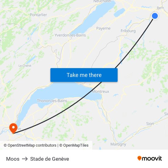 Moos to Stade de Genève map