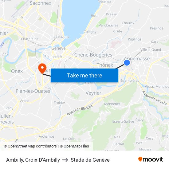 Ambilly, Croix-D'Ambilly to Stade de Genève map