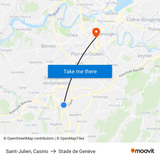Saint-Julien, Casino to Stade de Genève map