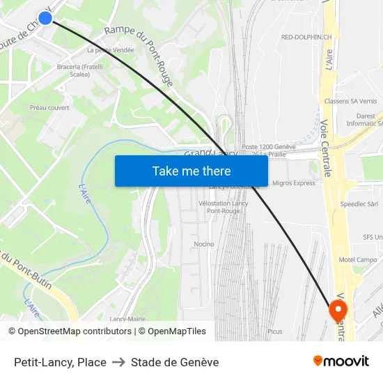 Petit-Lancy, Place to Stade de Genève map
