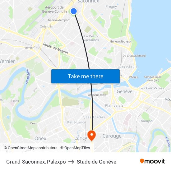Grand-Saconnex, Palexpo to Stade de Genève map