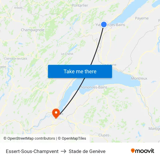 Essert-Sous-Champvent to Stade de Genève map