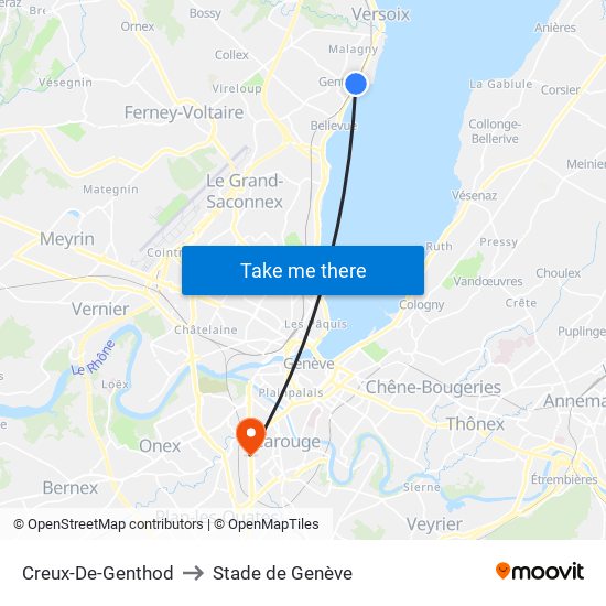 Creux-De-Genthod to Stade de Genève map