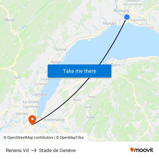 Renens Vd to Stade de Genève map