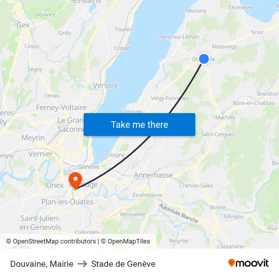 Douvaine, Mairie to Stade de Genève map