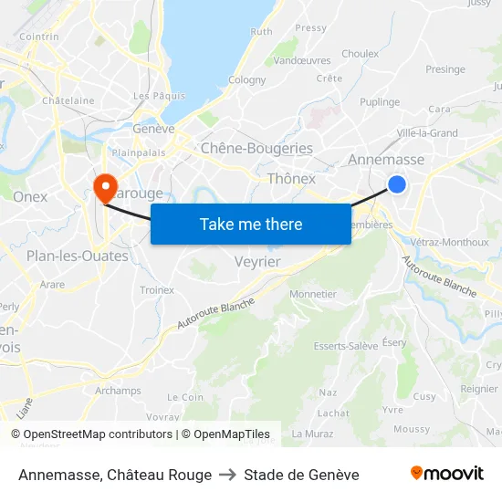 Annemasse, Château Rouge to Stade de Genève map