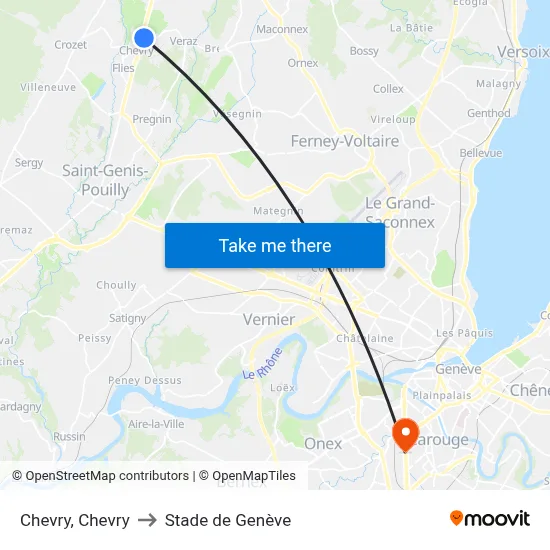 Chevry, Chevry to Stade de Genève map