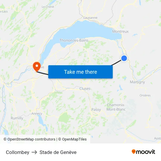 Collombey to Stade de Genève map