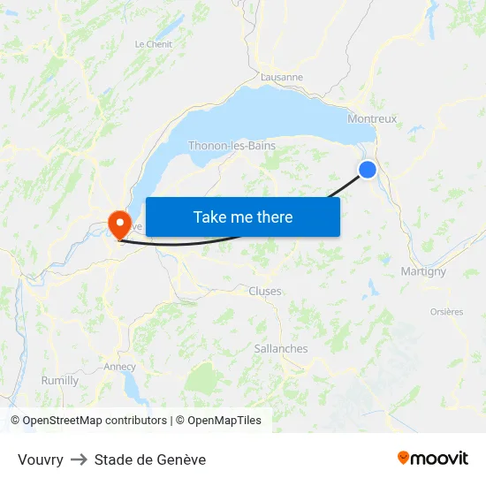 Vouvry to Stade de Genève map