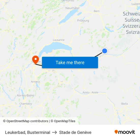 Leukerbad, Busterminal to Stade de Genève map